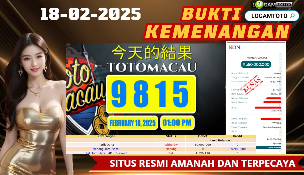 SELAMAT KEPADA MEMBER SETIA LOGAMTOTO BERHASIL JACKPOT DI PERMAINAN TOGEL TOTO MACAU SEASON 1